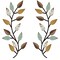 2 PCS Metal Tree Leaf Wall Decor Vine Olive Branch Leaf Wall Art Wrought Iron Scroll Above The Bed, Living Room, Outdoor Decoration (Bright Colors)